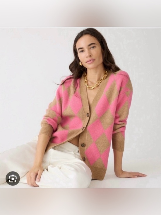 J. Crew Sweaters - J.Crew Argyle V-neck cardigan sweater in Supersoft yarn size small retail $175
